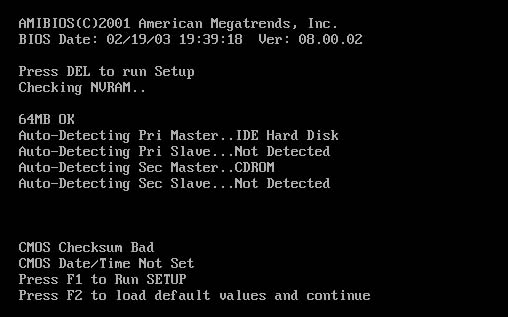 Error main bios checksum error что делать